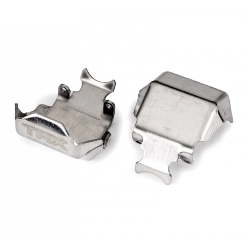 Hasplåt/Skydd Fram- och Bakaxel Rostfritt Stål (2) TRX-4M