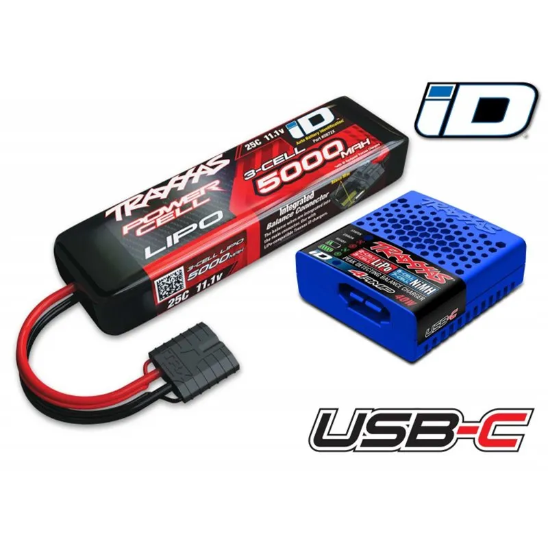 Laddare USB-C och 3S 11,1v 5000mAh LiPo Batteri Combo