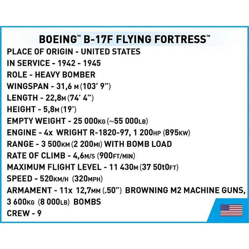 BOEING B-17F FLYING FORT, 1376 PCS HC WWII - 10