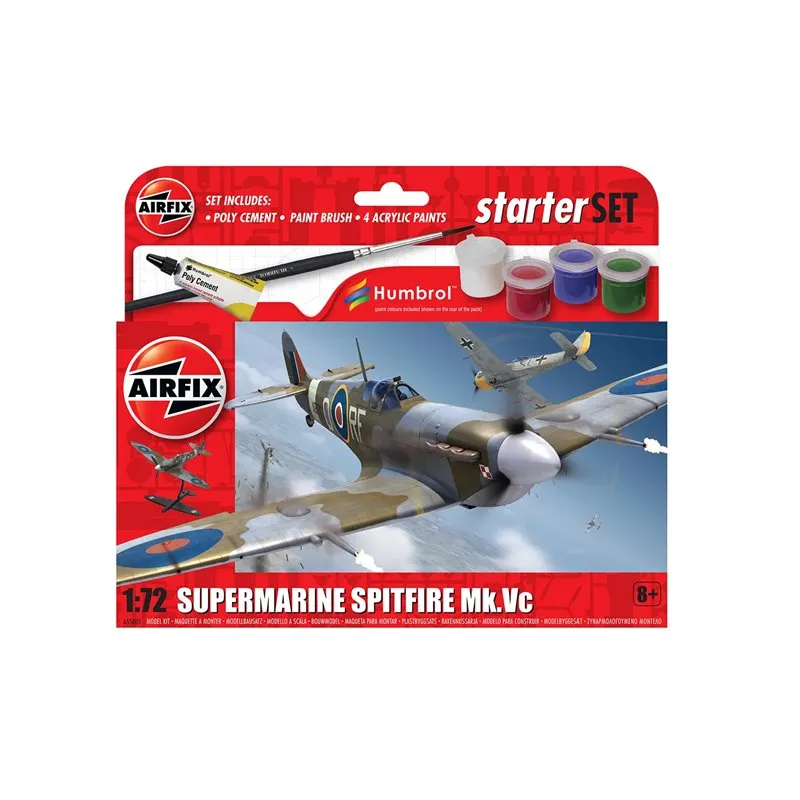 Airfix 1:72 Starter Set - Supermarine Spitfire MkVc (Inkl. Färg, lim och pensel)