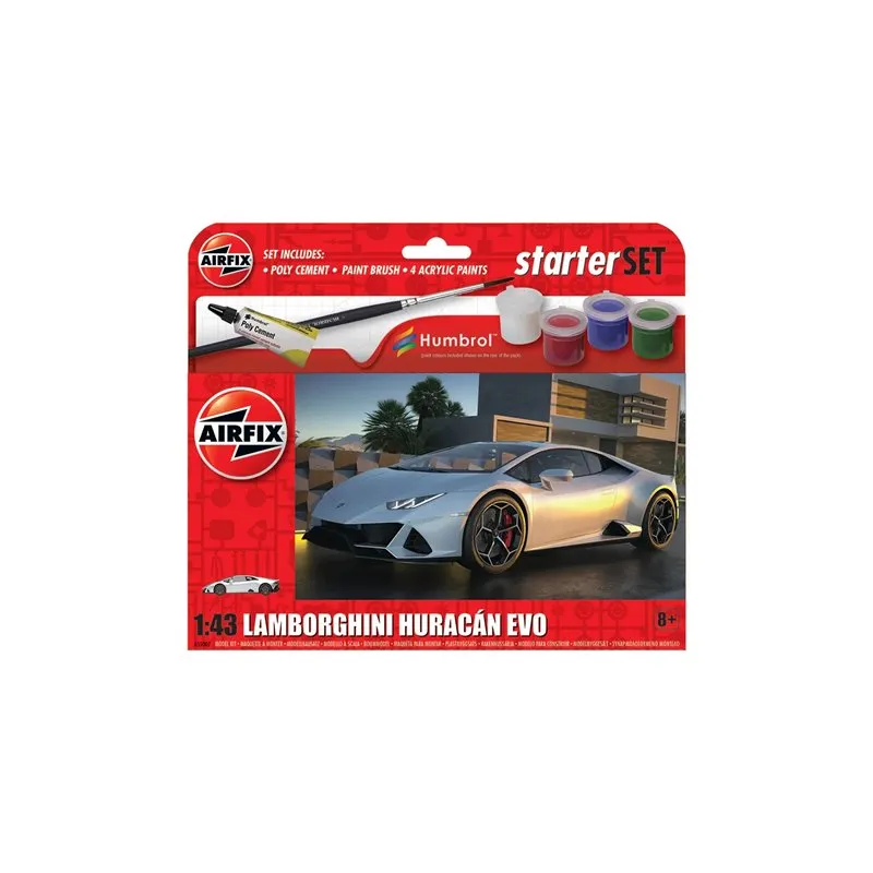 Airfix 1:43 Starter Set - Lamborghini Huracan (Inkl. Färg, lim och pensel)