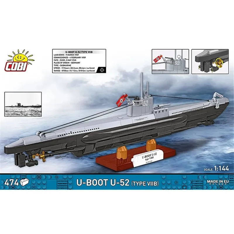SUBMARINE VIIB U-BOAT U52, 470 PCS HC WWII - 4