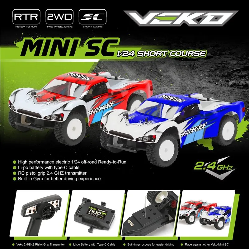 Veko Mini SC Red 1:24 Short Course RTR with Gyro - 5