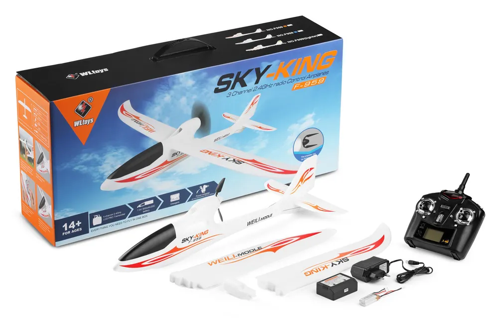 WL F959S Segelflyg 750mm RTF Röd - 5