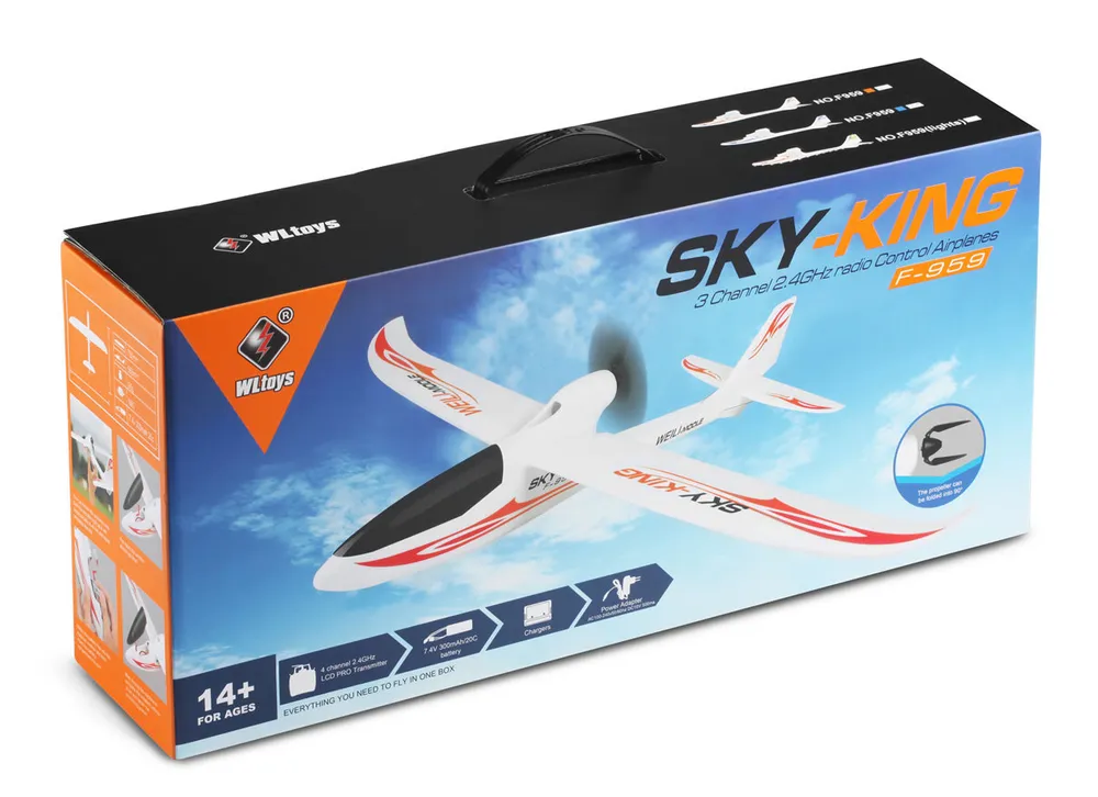 WL F959S Segelflyg 750mm RTF Röd - 6