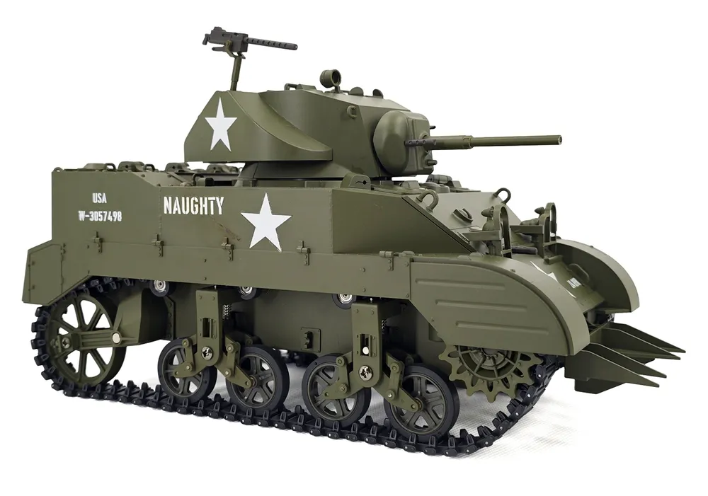 M5A1 Stuart RC Stridsvagn 1/16 Grön - 3