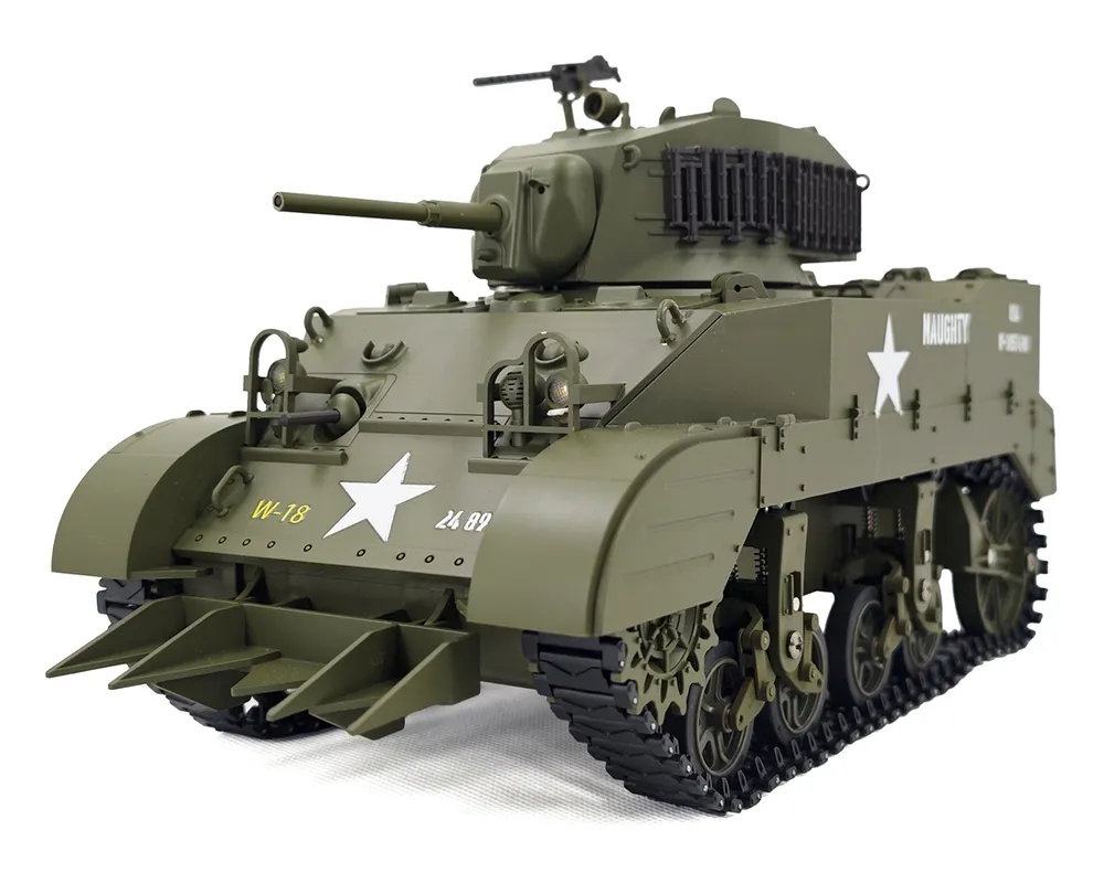 M5A1 Stuart RC Stridsvagn 1/16 Grön - 6
