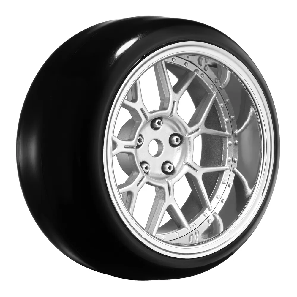 Däck & Fälg Drift / 14-Eker Matt Silver (2,4,6,8mm Offset) 12mm Hex (4)