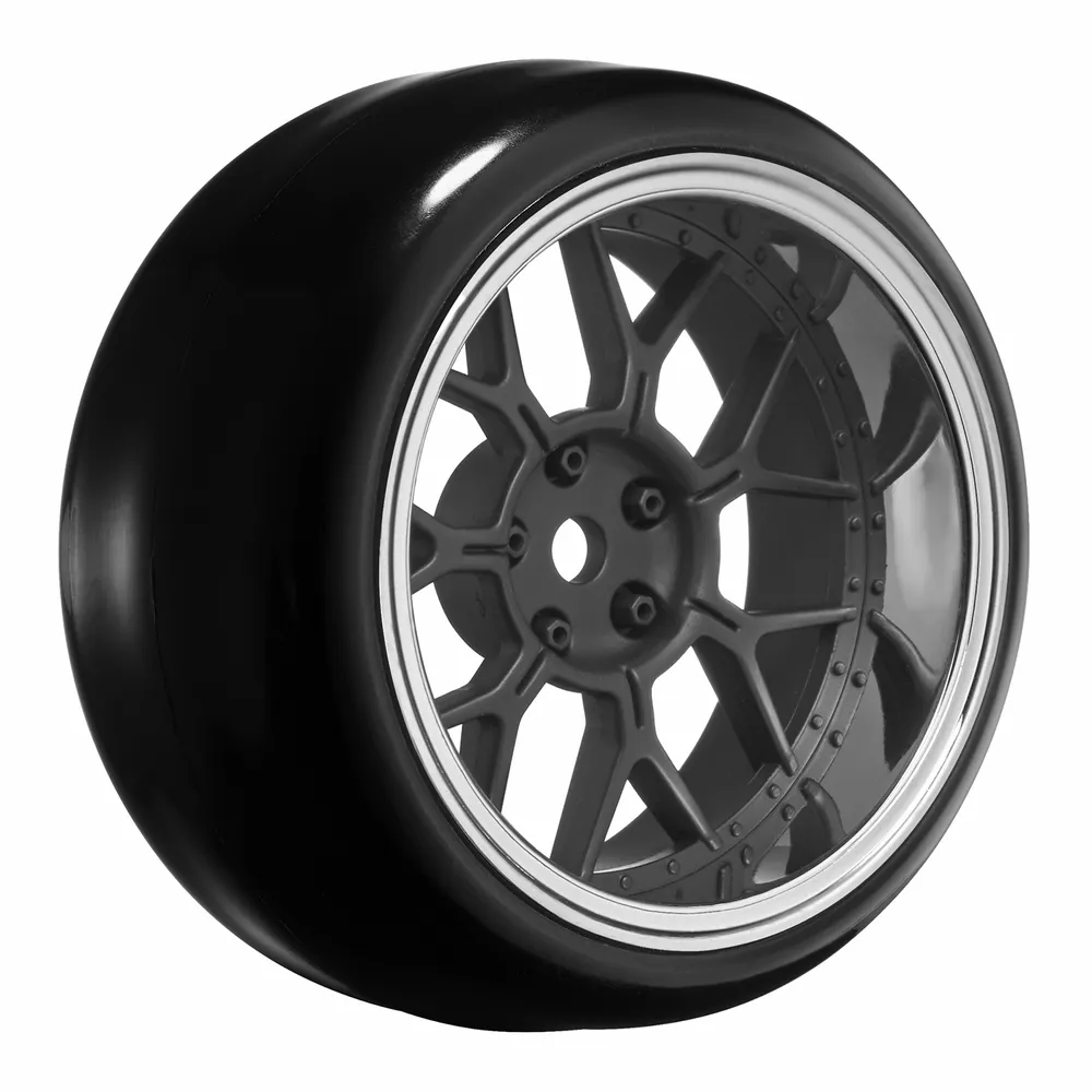 Däck & Fälg Drift / 14-Eker Matt Svart (2,4,6,8mm Offset) 12mm Hex (4)