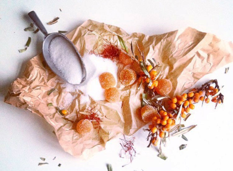 Havtorn- och saffrans pate de fruit, konfektyrmarmelad