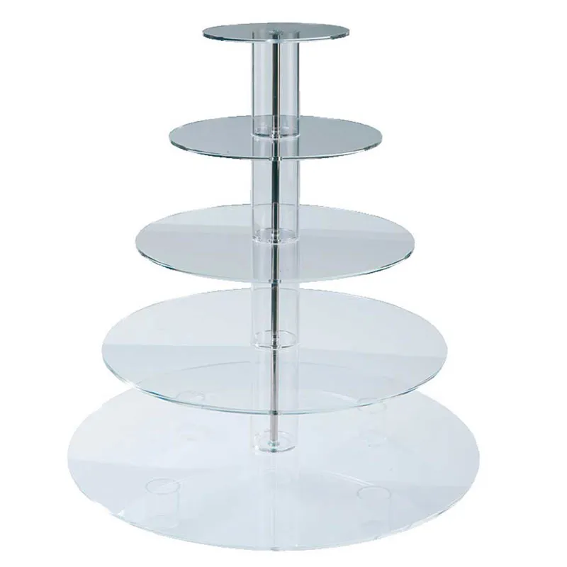 Tårtställning, plexi, 5 etage, Ø500,420,340,260,180 mm