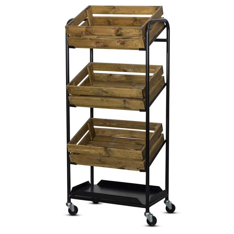 Exponeringsställ med 3 trälådor