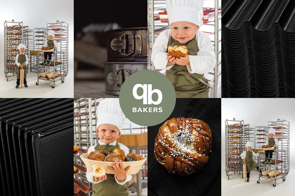 Barn utklädda till bagare i bagerimiljö med bröd, bullar, ugnar och bakplåtar – inspiration för professionell bageriutrustning från Bakers