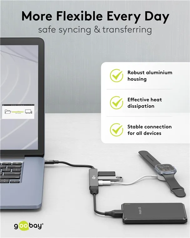 Slim 4-Port USB Hub, USB-C™ till USB-C™/USB-A, 5 Gbit/s - 5