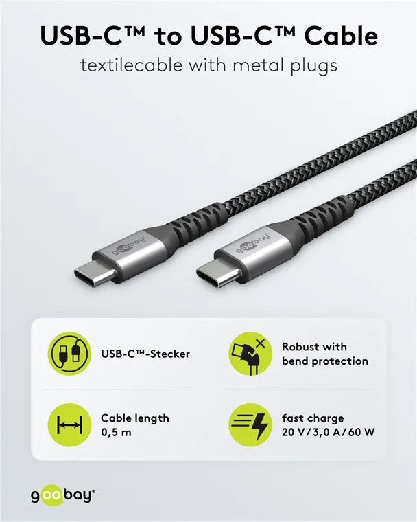 USB C - C (Space Grey/Silver), 0.5 m