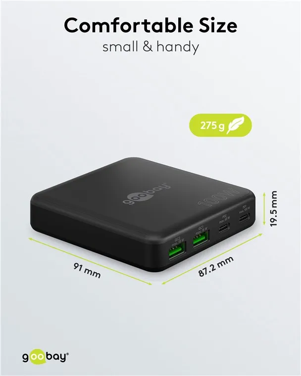 USB-C PD GaN Multiport Desktop Charger (100 W) Svart - 3