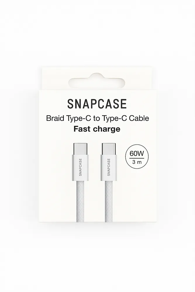 Snapcase 60W USB C - C flätad kabel (3m) - 3
