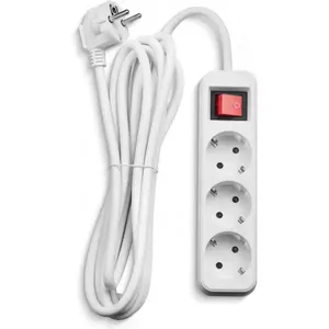 Fuj:tech 3-delad grendosa med strömbrytare, 3 m, vit