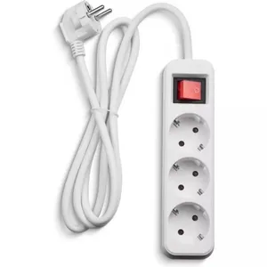 Fuj:tech 3-delad grendosa med strömbrytare, 1,5 m, Vit