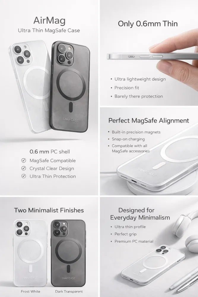 Snapcase AirMag 0.7 iPhone 16 (Svart) - 2