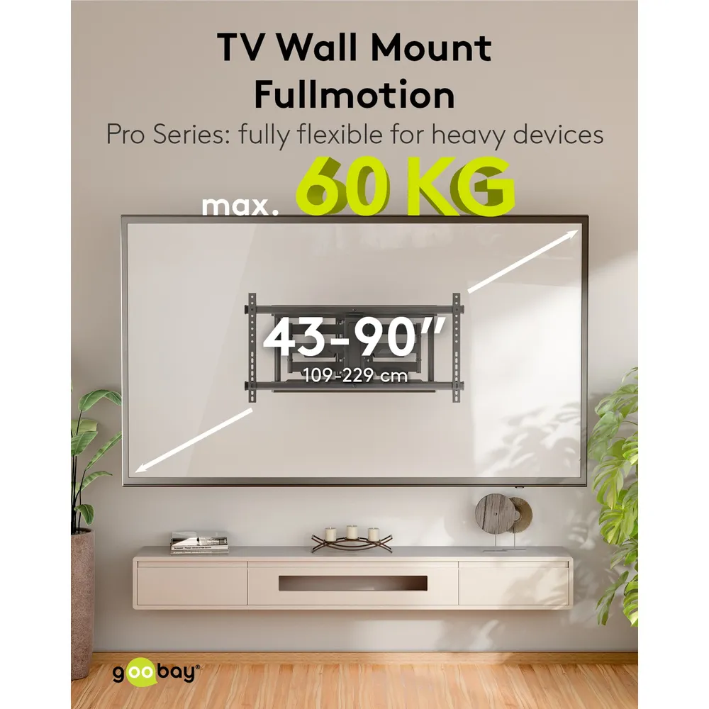 Goobay Pro TV-väggfäste FULLMOTION XL 43–90