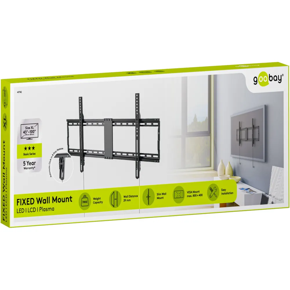 Goobay Basic TV-väggfäste FIXED XL 43–100