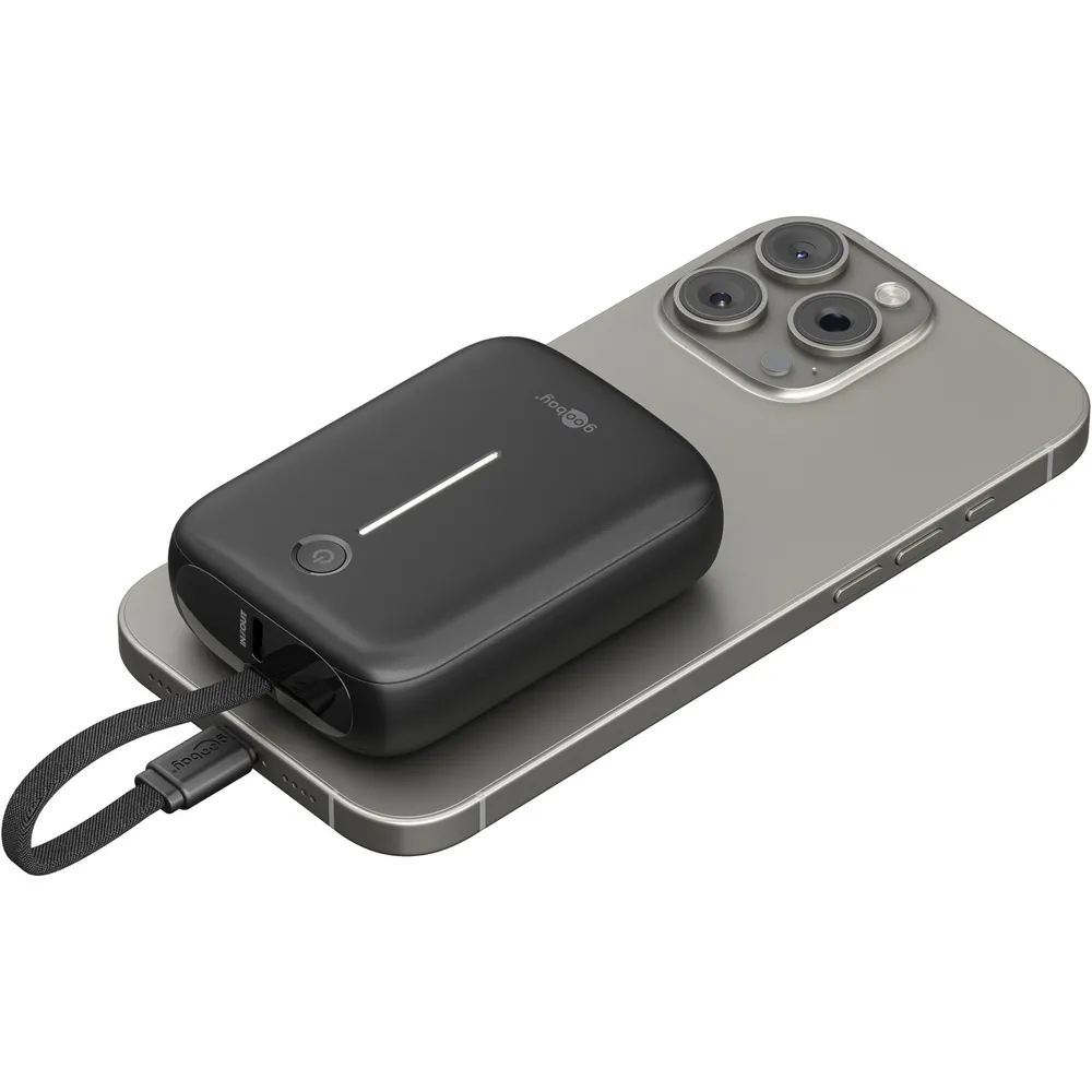 Goobay Powerbank 10 000 mAh 20 W med inbyggd USB-C-kabel - 4