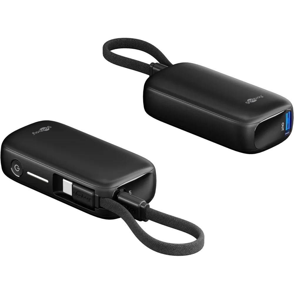 Goobay Powerbank 5 000 mAh 20 W med USB-C-kabel