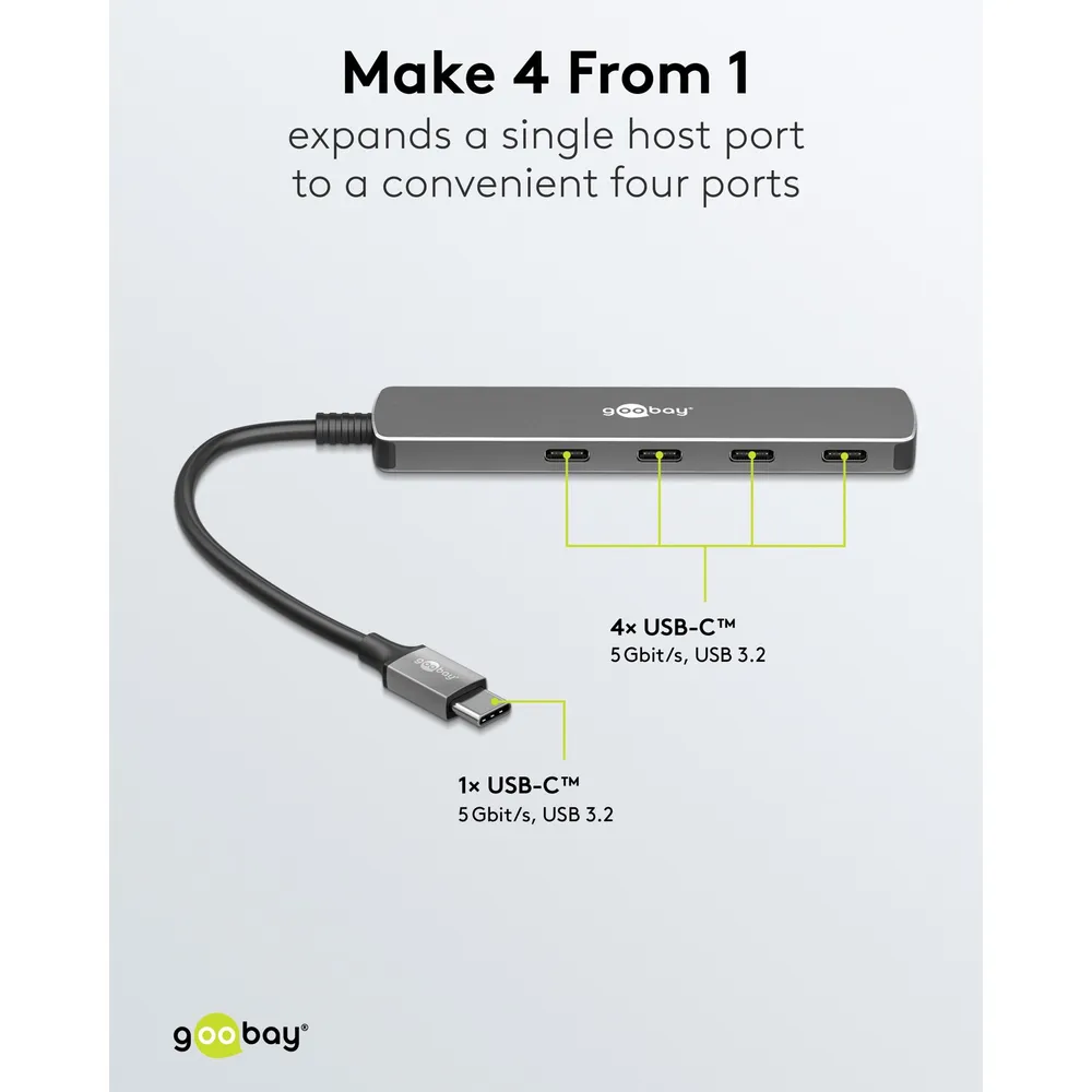 Goobay Advanced 4-port USB-C-hubb USB 3.2 – 5 Gbit/s - 5