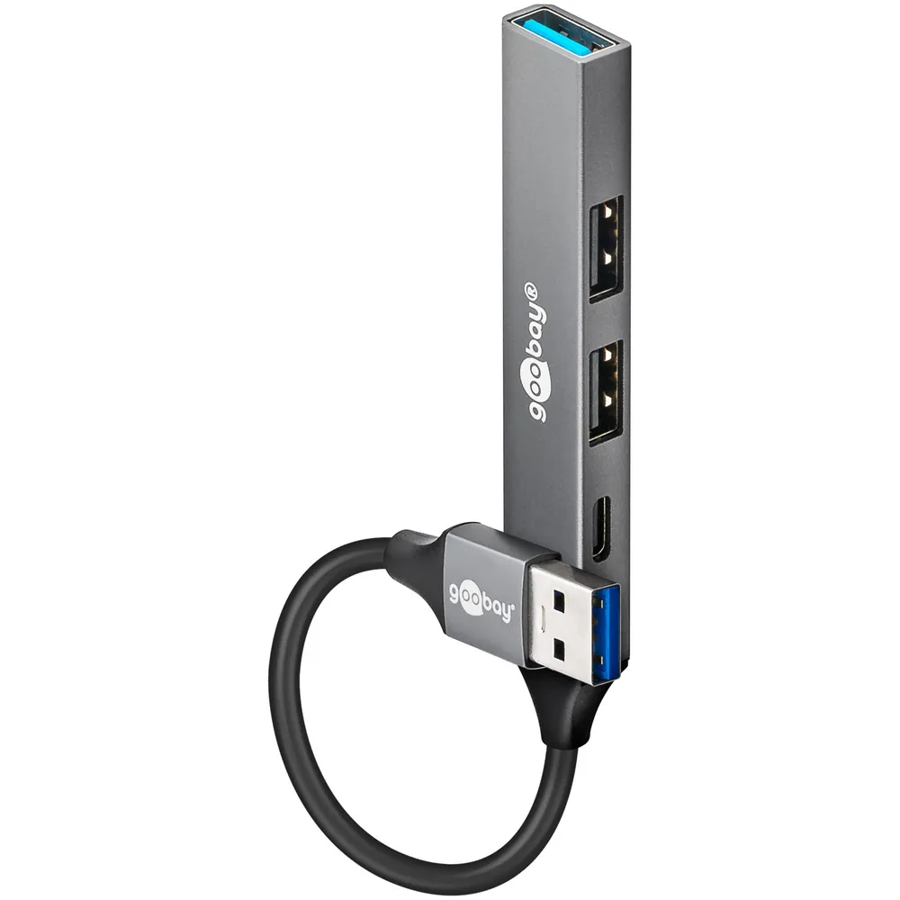 Goobay Essential 4-port USB-hubb – USB-A till 3x USB-A + USB-C - 2