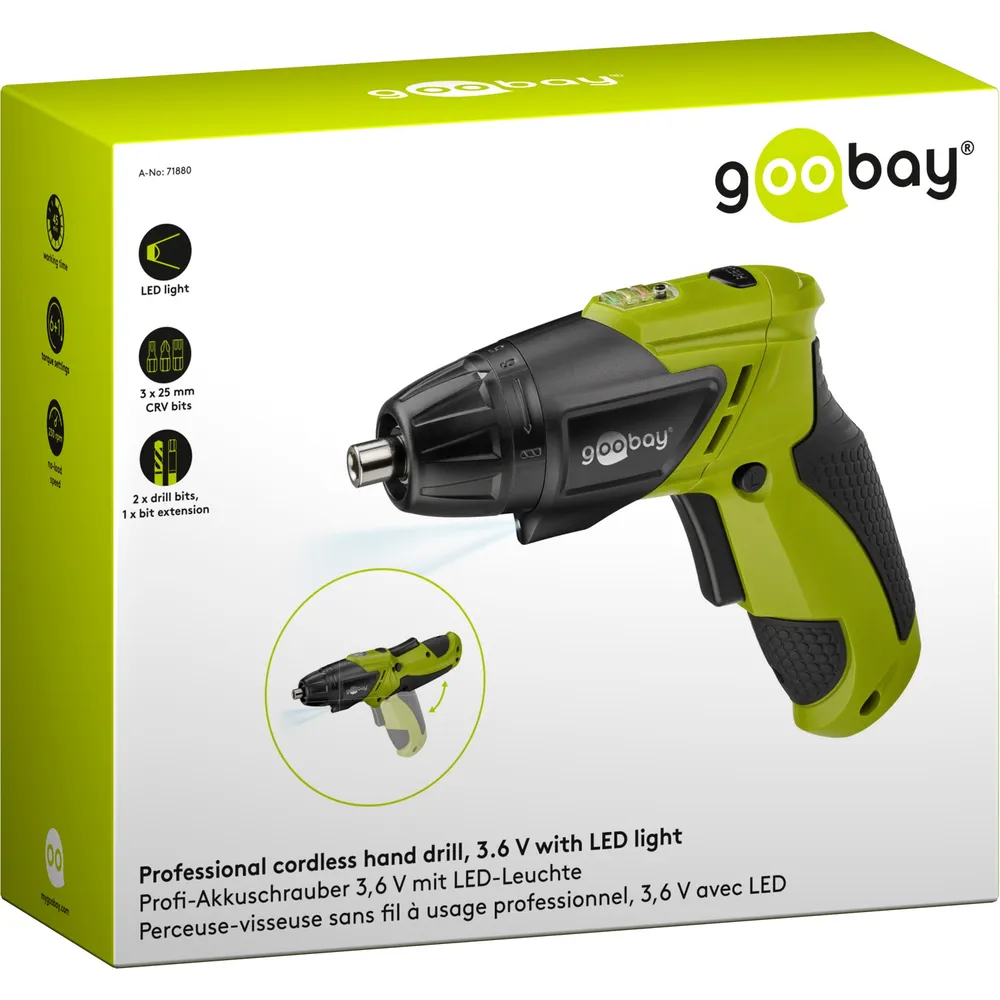 Professionell sladdlös skruvdragare, 3,6 V med LED-ljus - 7