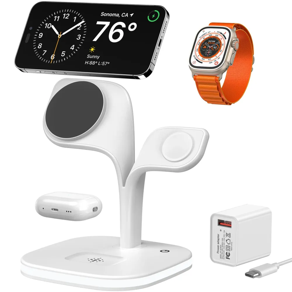 5 in 1 Wireless Charging Station White