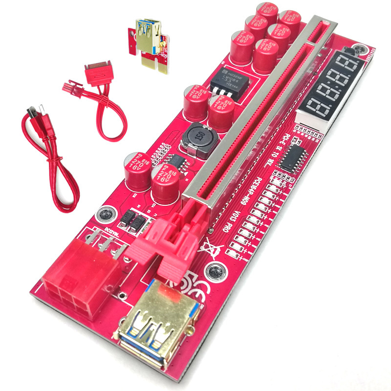 PCI-E Riser 013 Pro Temperatur display, USB 3.0, 60cm Kabel - 4