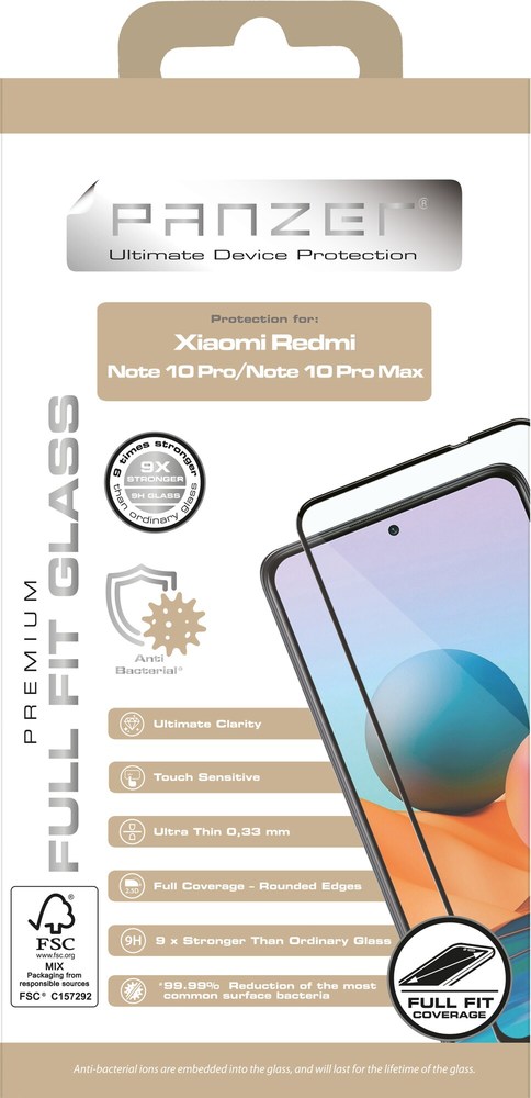 Panzer Full Fit Xiaomi Redmi Note 10 Pro / Pro Max Skärmskydd