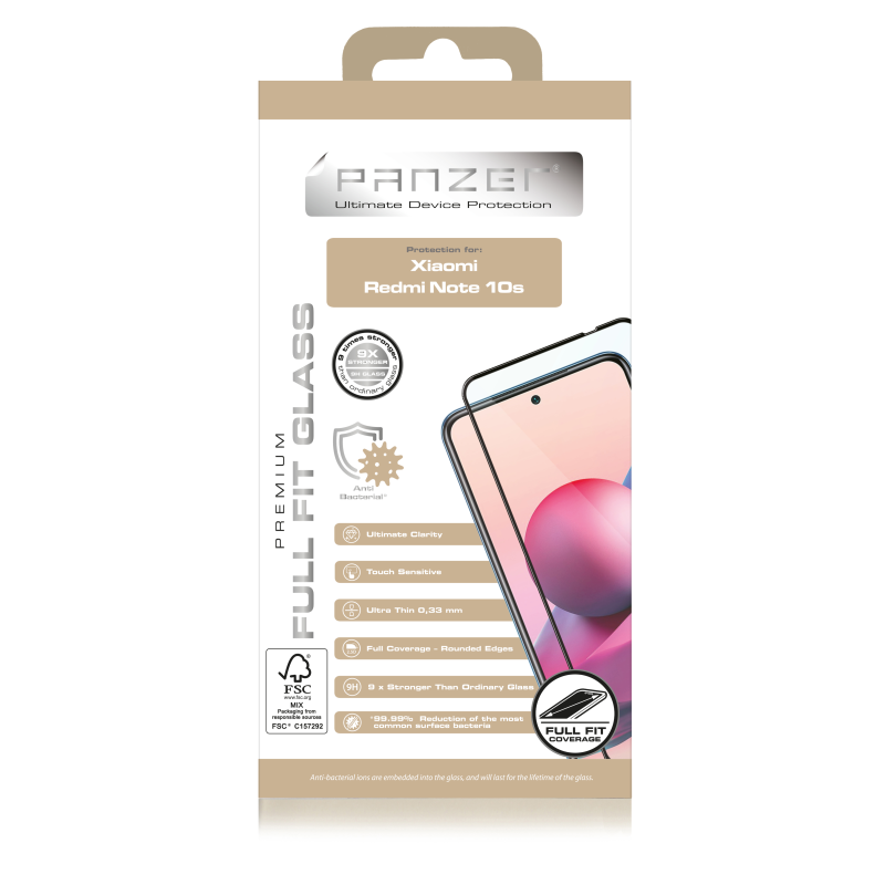 Panzer Full Fit Xiaomi Redmi Note 10s Max Skärmskydd
