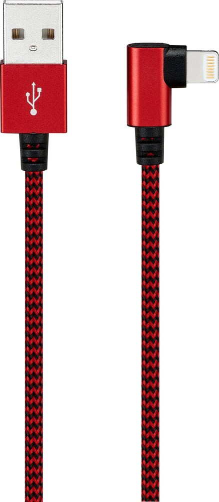 Sandstrøm vävd Lightningkabel 1,8M (röd/svart)