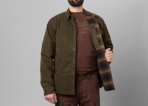 Eirik reversible skjortjacka Härkila - Dark warm olive/Burgundy 