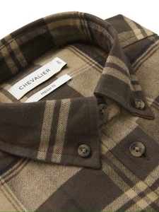 Heron Flannel Shirt Dam Chevalier - Soil Brown Checked 