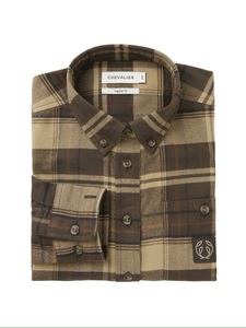 Heron Flannel Shirt Dam Chevalier - Soil Brown Checked 
