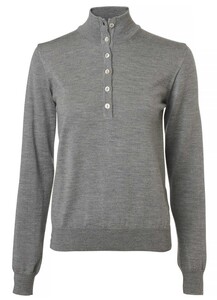 Blaise Buttoned Merino Pullover Dam Chevalier - Smoked Grey 