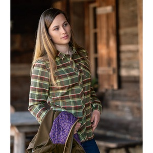 Charlotte Blouse Dam Blaser - Olive/Red Checked