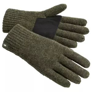 Knitted wool 5-finger glove mossgreen