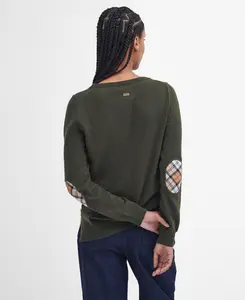 Pendle Crew Neck Jumper Barbour - Olive/Hessian Tartan