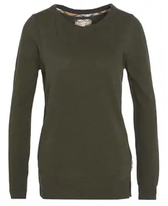 Pendle Crew Neck Jumper Barbour - Olive/Hessian Tartan