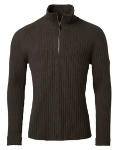 Antony Half Zip Wool Pullover Chevalier - Antler Brown 