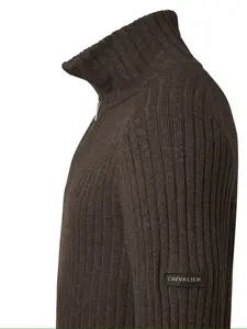 Antony Half Zip Wool Pullover Chevalier - Antler Brown 