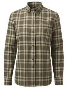 Teal Light Flannel Shirt Dam Chevalier - Olive Green Checked 
