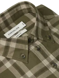 Teal Light Flannel Shirt Dam Chevalier - Olive Green Checked 