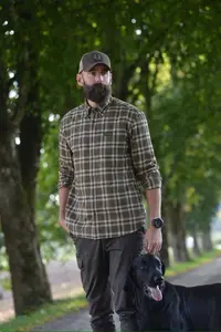 Teal Light Flannel Shirt Chevalier - Olive Green Checked 