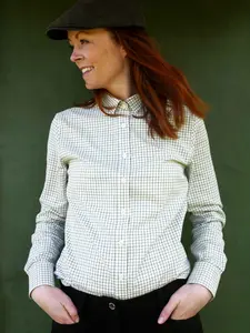 Chorley Shooting Fit Shirt Dam Chevalier - Thyme Green Tattersall 